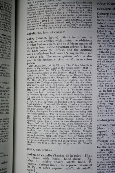 "cobra" no Oxford Dictionary